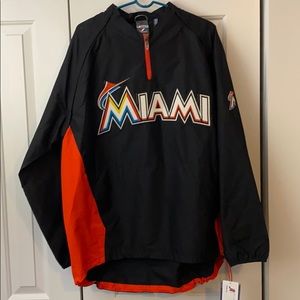 Miami Marlins Majestic Half Zip Jacket in Black